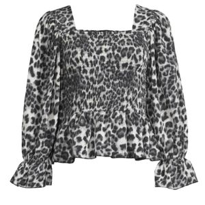 Leopard print Shirred Top